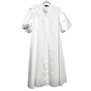 BR puff sleeve appliqué midi-dress  XS